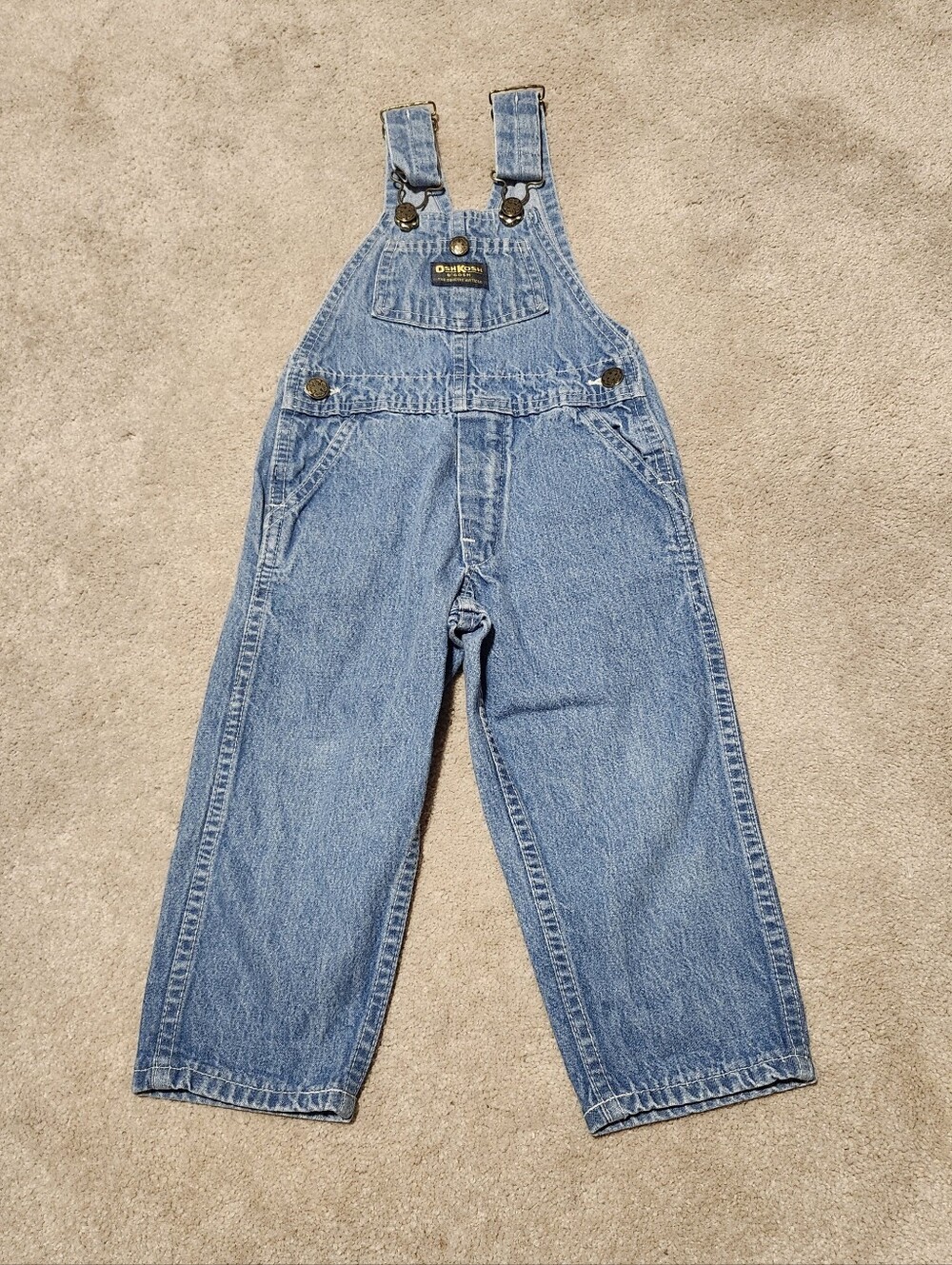 Vintage OshKosh B'gosh Light Blue Kids Denim Overalls Size 3T 100% Cotton